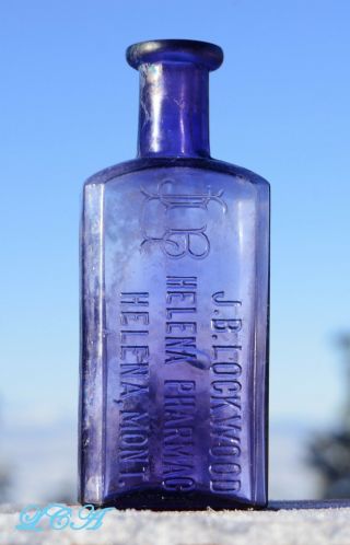 Pretty Purple Helena Montana Antique Bottle Helena Pharmacy J.  B.  Lockwood