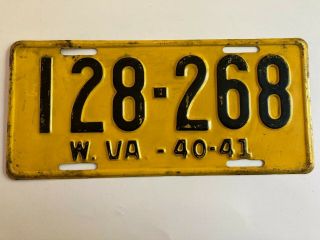 1940 1941 West Virginia License Plate 100 All Paint Color