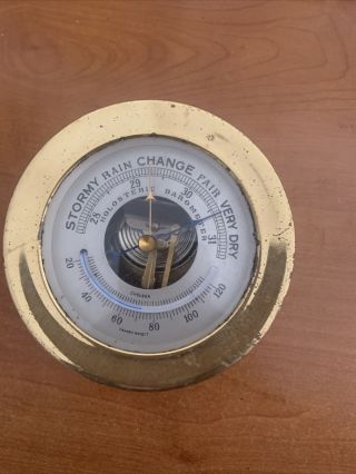 Vintage Brass Holosteric Barometer & Thermometer