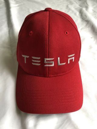 Men’s Tesla Red Fitted L/ Xl Hat Elon Musk