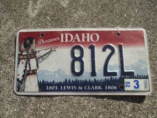 Idaho 2002 Lewis & Clark License Plate 812l