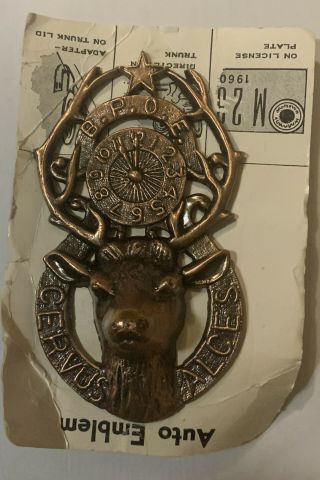 Vintage Cast Metal Emblem Elk B.  P.  O.  E Cervus