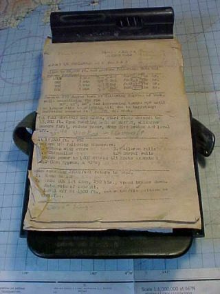 Vintage Us Military Pilot Kneeboard Clip Board Mark 2 W/ Mission Cards