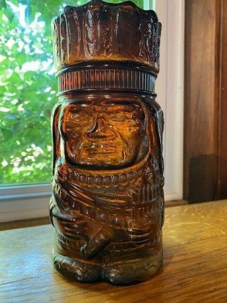 Vintage Amber Glass Apothecary Pharmacy Jar Canister Figural
