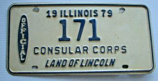 Illinois 1979 Official Consular Corps Diplomat License Plate " 171 " Il Consul