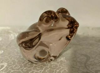 Vintage Soft Pastel Rose Pink Art Glass Frog Paperweight Collectible Figurine