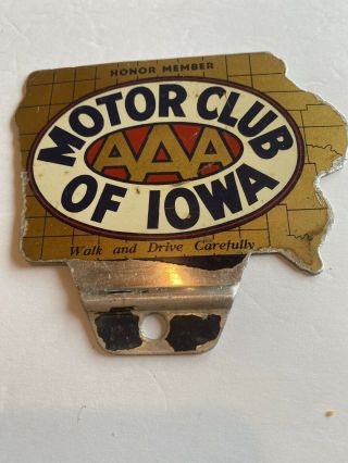 Vintage Honor Member Motor Club Of Iowa License Plate Topper