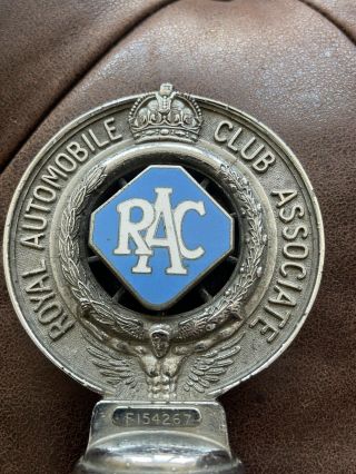 Vintage Car Badge Mascot Chrome Brass Enamel RAC 2