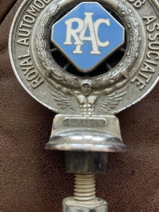 Vintage Car Badge Mascot Chrome Brass Enamel RAC 3