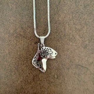 English Bull Terrier Pendant With 18 " Silver Necklace Gift Bag