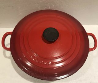 Vintage Le Creuset Red Round Dutch Oven Pot 28 7.  25 Quarts & Lid 28