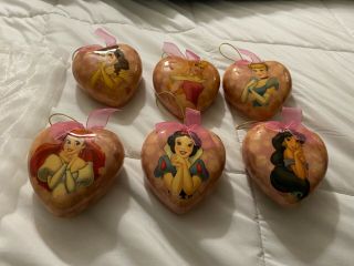 Disney Princess Heart Shape Christmas Ornament Set/6