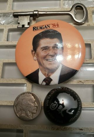 Vintage Ronald Reagan 1984 Election Pin Button 1986 Colt Firearm Marble