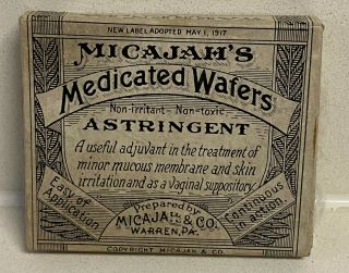 Antique Medicine Quack Medicated Wafers For Females Vaginal Suppository Contents