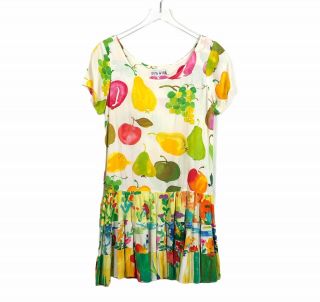 Vtg Jams World Womens Hattie Short Sleeve Dress Rare Fruit Floral Print Medium