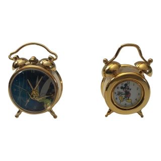 Vintage Miniature Walt Disney World Clocks Mickey Mouse And Tinker Bell