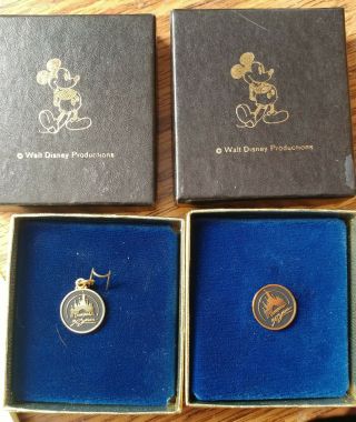 Walt Disney Disneyland 30 Years Charm And Tie Tac Pin,  With Boxes