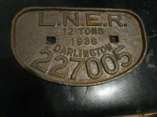 L.  N.  E.  R.  Train Plate,  Train Memorabilia Dated 1938 Darlington Train 227005