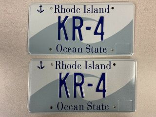 Rhode Island Vanity License Plate Pair.  Kr - 4