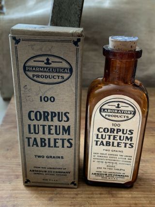 Antique Apothecary Pharmacy Advertising Armour Co Corpus Luteum Female Obgyn