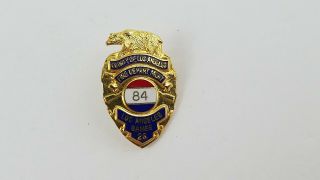 Los Angeles Fire Department Games Mini Badge Lapel Hat Pin Bear 1984 Vtg H8