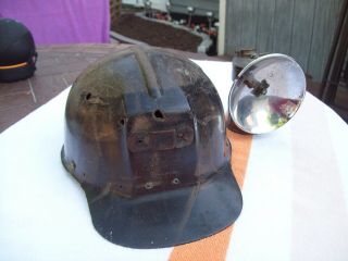 Vintage M.  S.  A.  Comfo - Cap Low Coal Mining Helmet W/just Rite Carbide La