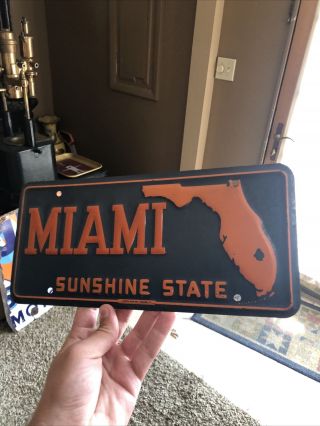 1950s Miami Florida Sunshine State Booster License Plate Souvenir Scioto Sign