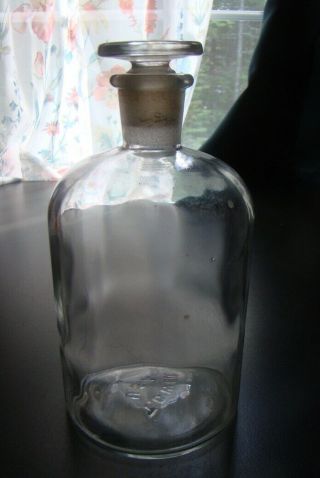 Antique T.  C.  W.  CO.  (T.  C.  Wheaton Glass Co. ) Large Apothecary Bottle w/ Stopper 3