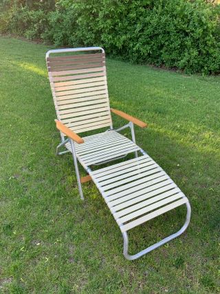 Vintage Mid Century Telescope Folding Lawn Lounge Chair Chaise