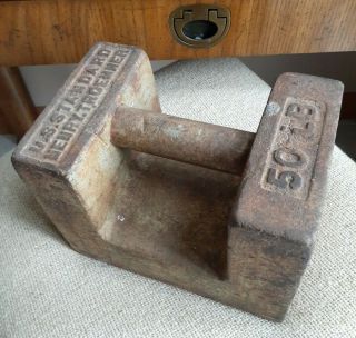 Vintage Us Standard Calibration Henry T Roemner 50 Lb Cast Iron Weight/bar Bell