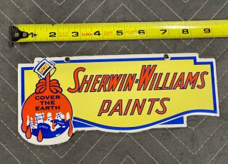 Sherwin Williams Paint Porcelain Metal Die Cut Sign Cover The Earth Gas Oil