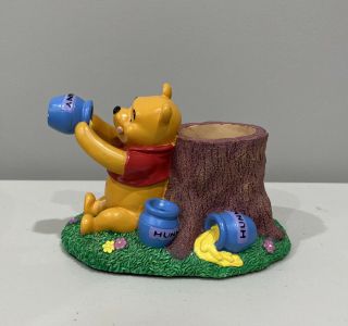 Disney Winnie The Pooh Planter Honey Pot Tree Stump Resin Pencil Cup Holder