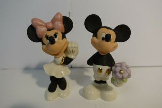 Disney Lenox Mickey & Minnie Mouse Salt & Pepper Shakers Repaired