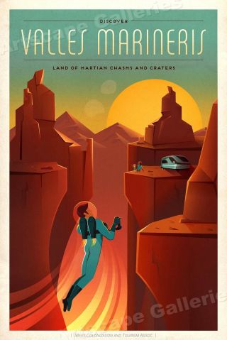 “discover Valles Marineris” Space Exploration Nasa Travel Poster - 20x30