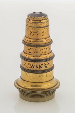 Antique No.  V brass microscope lens by Otto Seibert c.  late 1800’s 3
