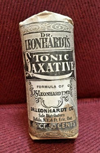 Antique Medicine Bottle Quack: Dr Leonhardt’s Tonic Laxative Pills, .