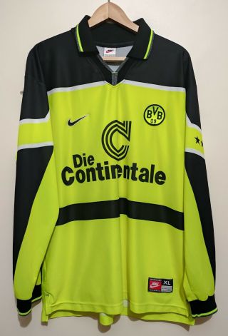 Borussia Dortmund 1997 1998 Home Shirt Long Sleeve Nike Vintage Football Jersey