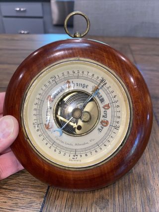 Antique German Made Barometer Optician Lando,  Milwaukee,  Wi.  5 3/8”d