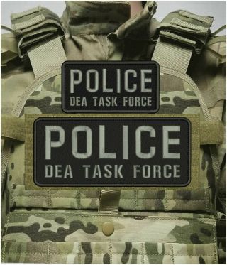 Police Dea Task Force Embridery Patch 4x10 And 3x6 Hook On Back Black/gray