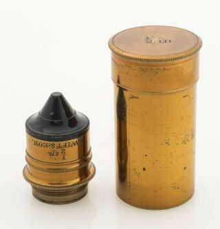 Antique 1/2” Brass Microscope Lens By Swift & Son C.  Late 1800’s