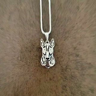 English Bull Terrier Dog Pendant With 18 " Silver Necklace Gift Bag