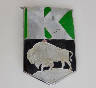 Vintage Kaiser Frazer Car Radiator Hood Grill Buffalo K Logo Badge - 82968