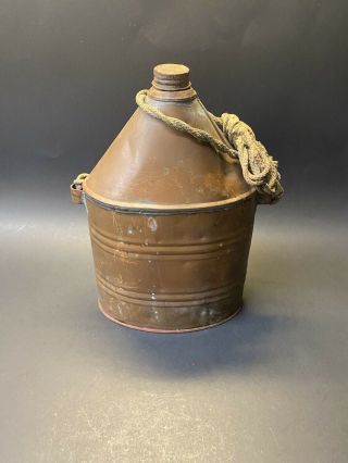 Vintage Early 1900s Primitive Copper Coal Miners Water Canteen Jug Bottle