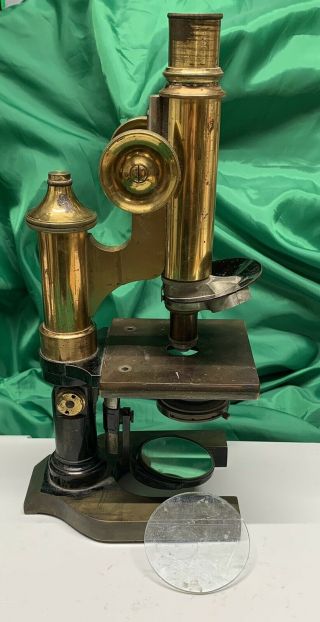 Antique E.  Leitz Wetzlar German Brass Microscope: Non Working/display Only
