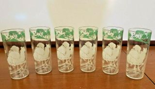 Set Of 6 Vintage Hazel Atlas Camel Pyramid Palm Tree Oasis Highball Glasses