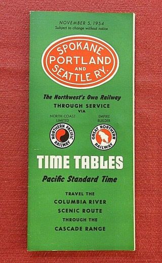 1954 Spokane Portland Seattle Railroad Railway Timetable Brochure Empire Builder