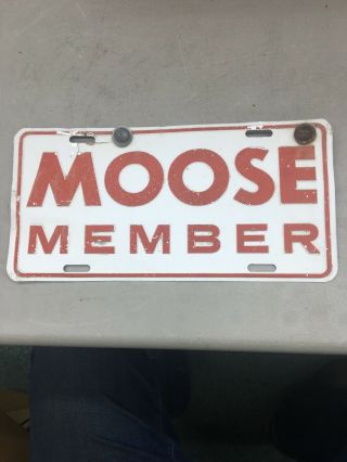 Vintage License Plate Metal Loyal Order Of Moose Member Embossed