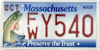 Massachusetts Preserve The Trust Fish Wildlife License Plate Fwy540 Nr