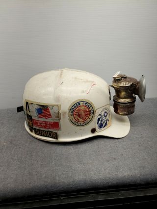 Vintage Coal Miners Cap Hat M - S - A Comfo - Cap With Autolite Carbide Miners Lamp