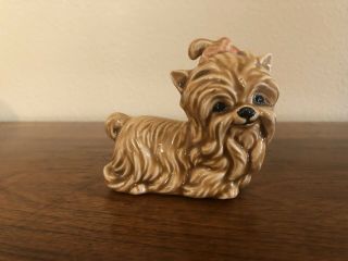 Vintage Yorkshire Terrier Brown Ceramic - Porcelain Figurine - Hand Painted - Euc